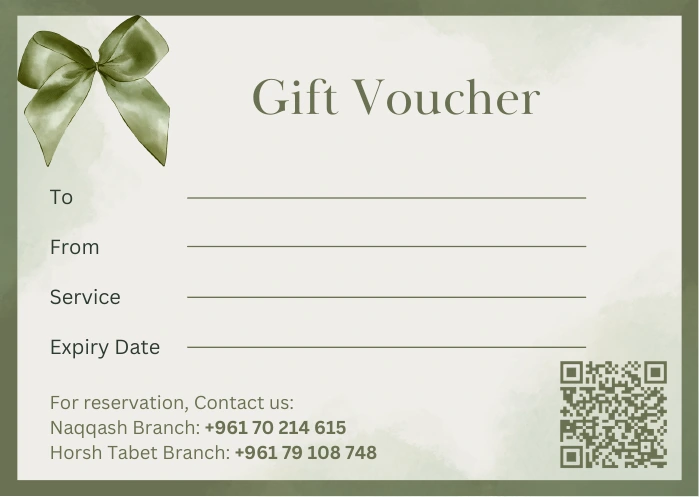 Personalised gift voucher with fields for recipient, sender, service and expiry